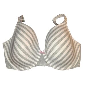 Cacique Gray and White Striped Bra